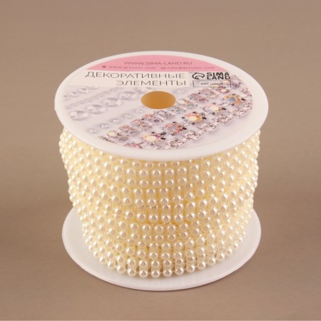 Pearls on threads, flat, 7 mm, 9 ± 1 m, milk color-2