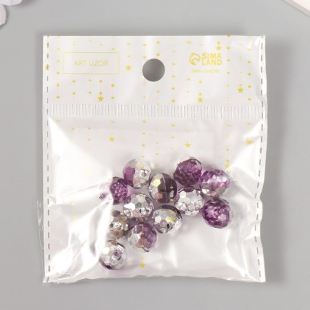 Buttons Plastic for creativity 1 Process "Ball Golography. Lilac" set 12 pcs d = 1.2 cm-4