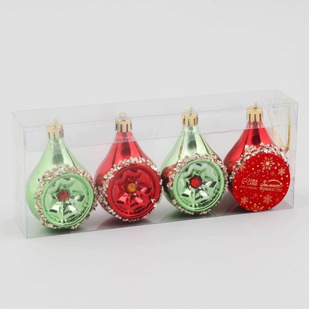Decoration Christmas tree "Flash Fairy Tale" (set 4 pcs) 5x8 cm, green red-1