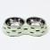 Metal dual bowl on a plastic base 2 x 160 ml, 25 x 14 x 5 cm, green