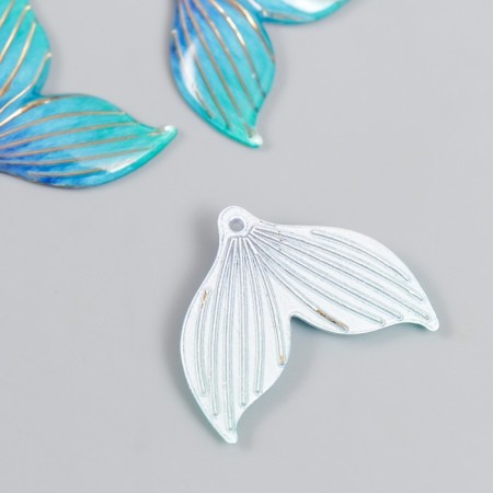 Decor for creativity plastic "Tail of a mermaid with golden lines" Blue 3x2.4 cm-1