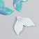 Decor for creativity plastic "Tail of a mermaid with golden lines" Blue 3x2.4 cm