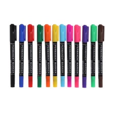 A set of markers of permanent 12 colors, bilateral, 2.0 mm/0.7 mm, in a blister