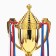 Cup 180C, award figure, gold, plastic stand, tricolor, 33 × 12 × 7 cm.