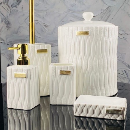 Lenardi bath set, porcelain, 5 items