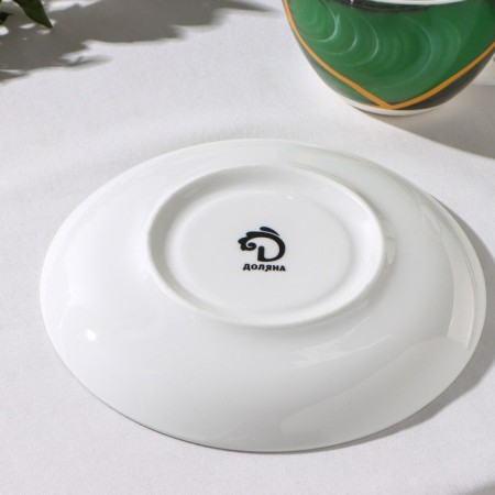 Tea steam porcelain shares "Malachite box", 2 items: a cup 250 ml, a saucer d = 15 cm, green color-2