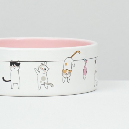 Ceramic "Funny cats" 300 ml 12.5 x 4.5 cm, beige-white-4