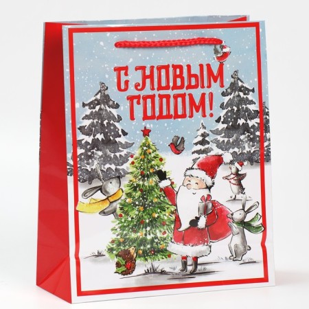 Laminated vertical "Grandfather Frost", ML 21 x 25 x 8 cm, New Year-2