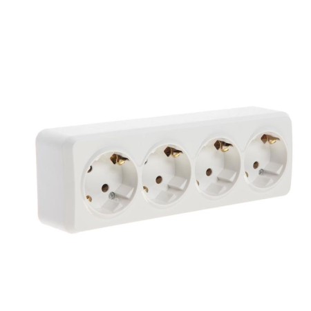 Smartbuy socket "Jupiter", 16 A, four -seater, open, with salary, white