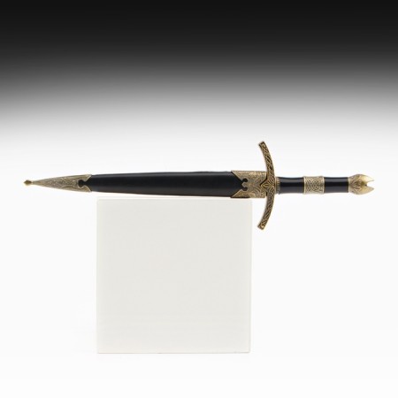 Dagger, black hilt with bronze, metal, plastic, 35 cm-1