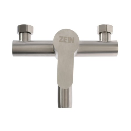 Bath mixer Zein ZS5, short spout, with a shower set, stainless steel, satin-5