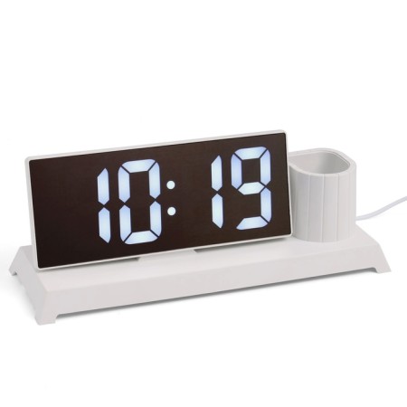 Clock - Electronic, desktop, white indication, 11 x 25 cm, from USB-1