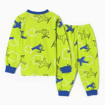 Pajamas for boys, green color/aircraft, height 116 cm-5