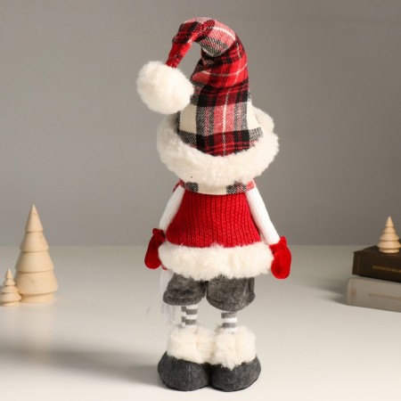 Interior doll "Snowman in a vest with a snowflake and a checkered cap" 44 cm-2