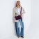 Cross-Bodi Bag with zipper, external pocket, purple color