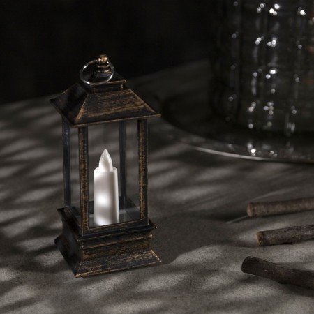 LED figure "Bronze Lantern with a candle" 5.5 × 13 × 5.5 cm, plastic, batteries AG13x3, glow warm white-1