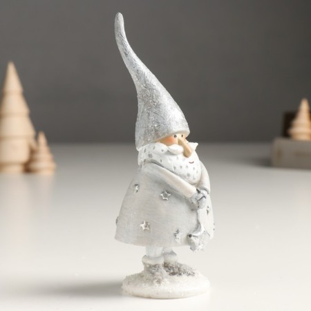 Polystone souvenir "Santa Claus in a silver outfit, with an asterisk" 5x6.5x15.5 cm-1