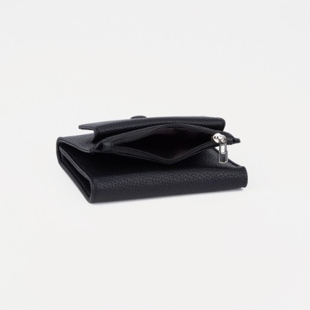 Women's wallet on the button, black color-4