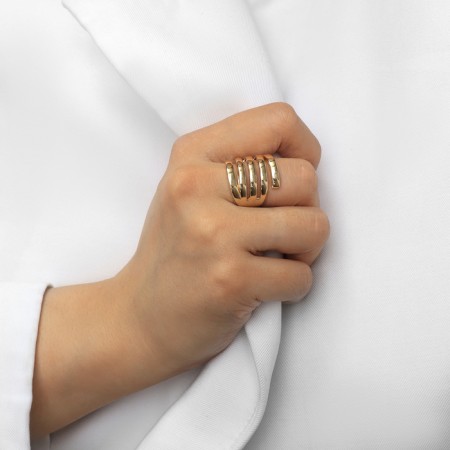 Ring Metal "Trend" five lines, color gold, size 18-4