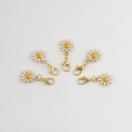 Markers for loops "Chamomile", D = 12 mm, 5 pcs, white / gold / yellow color-2