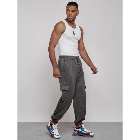 Joggers are sports male, size 50, gray color-2