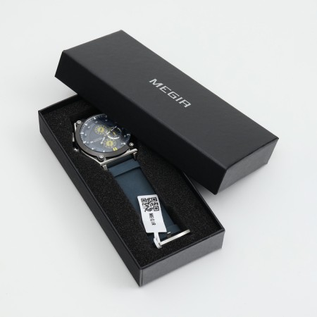 Men's watch, D-4.7 cm, with chronograph, 3 atm, luminous, blue-5