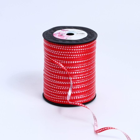 Packing plastic tape "Hearts", red, 0.5 cm x 500m