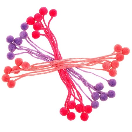 Decorative element on the rope "Mood" 2 balls, d = 1.5 cm, set 18 pcs., Color mix