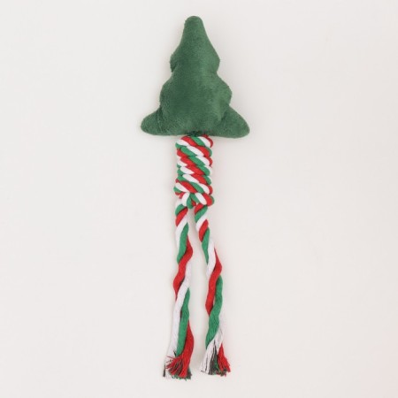 A squeaking toy, soft for dogs "Christmas tree" with a rope, 32 cm-4