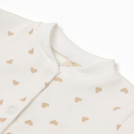 Children's blouse with long sleeve, beige color/heart, height 62 cm-1
