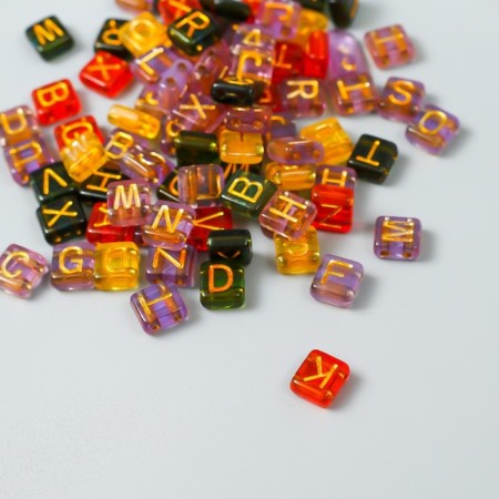 Beads for creativity plastic "Golden English letters" Transparent set 20 grams 0.4x0.8x0.8 cm 923357-2