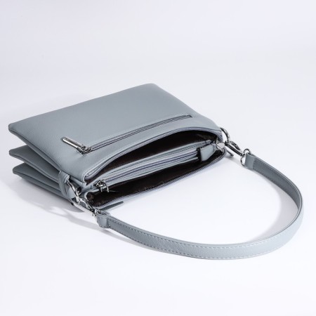 Cross-Bodi Bag on a zipper, 3 external pockets, the color of a gray-blue-6