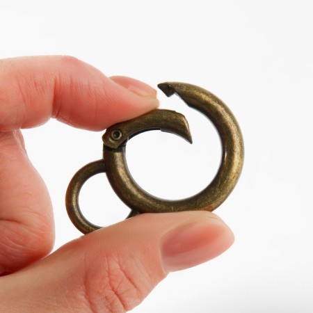 Karabin ring, 37 mm, d = 27/19 mm, thickness - 4 mm, with a mount of 12 × 3 mm, 5 pcs, bronze color-2