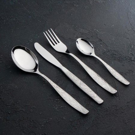 Set of dining room "Uralochka", 12 objects, thickness 2 mm, decorated box, silver color