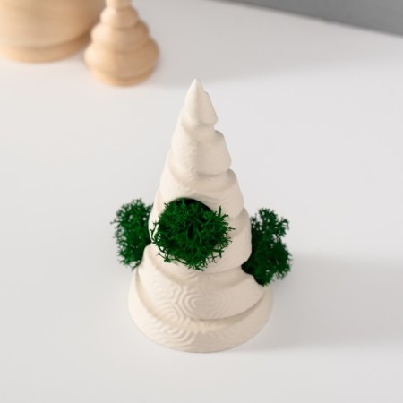 Souvenir "Christmas tree" with moss white, height 10 cm, d-5 cm (moss green stabil)-4