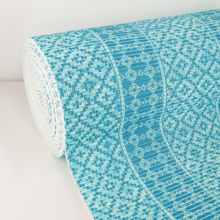 Bathroom mat "Squares", width 65 cm, roll 15 m, blue color