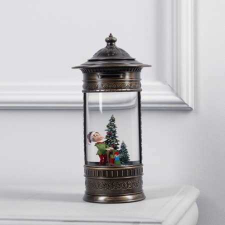 LED figure "Lantern with an elf" 14 × 27 × 14 cm, plastic, AAX3 batteries (not in the kit), USB, glow warm white-1