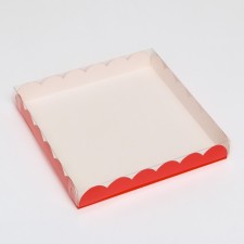 Box for cookies, red, 21 x 21 x 3 cm