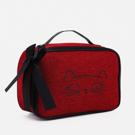 Cosmetic bag with a zipper, with a lining, burgundy color