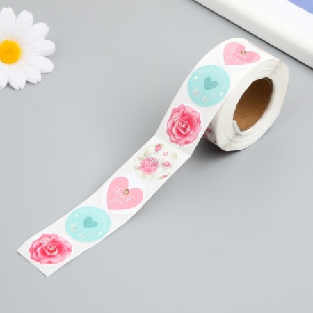 Sticker Pion and Heart paper d = 2.5 cm 500 pcs in a roll 3x6.5x6.5 cm-1