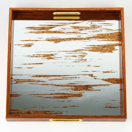 Plastic rectangular tray with a mirror "Strokes", 34 x 34 x 4.5 cm Soldier-14