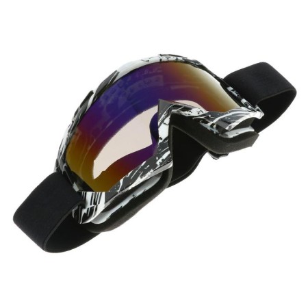 Mask glasses for motorcycle engineering, glass blue-violet chameleon, black and white, OM-18-2