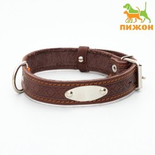 Belly leather embossed single-layer with a plate, 60 x 3 cm, Osh 45-57 cm, brown