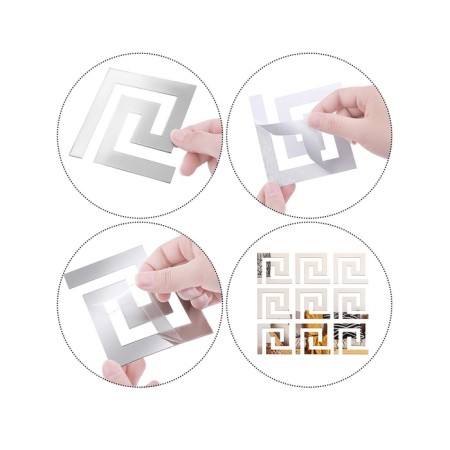 Interior stickers "Labyrinth", mirror, wall decor, set 10 pcs, 10 x 10 cm-8