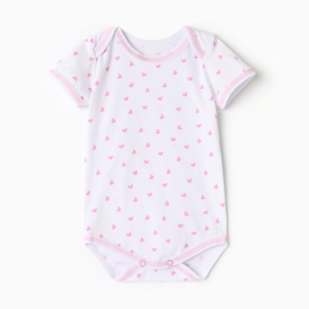 Body baby with short sleeve, white color/hearts, height 62