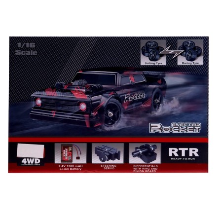 Drift radio controlled machine, drift, battery, light and smoke effects, interchangeable wheels, red color-19