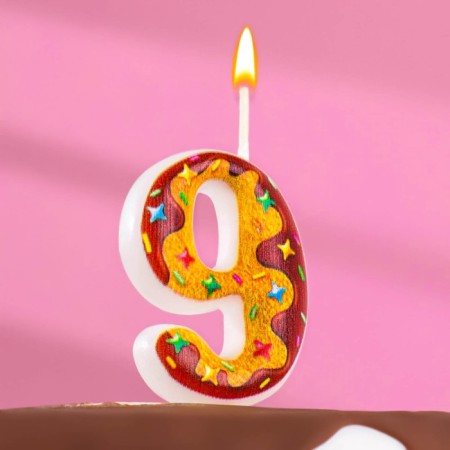Candle for Cake "Cookies with Chocolate Glazier", number 9, 5.5 cm