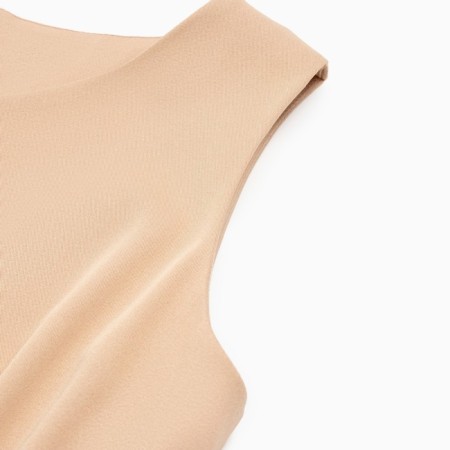 Women's dress with Minaku belt: casual collection beige color, pr 48-9