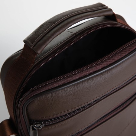 Male bag on lightning, long belt, brown color-4