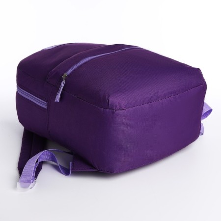 A backpack with a zipper, external pocket, purple color-4